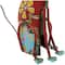 19" Multicolor Metal Dog Garden Sculpture with Floral Pattern